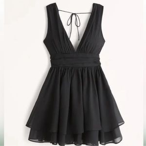 Abercrombie & Fitch Black Ruffle Mini Dress